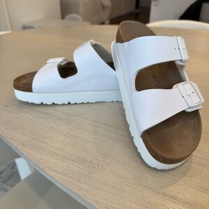 Birkenstock Papillio Arizona Flex Platform White Sandals 40